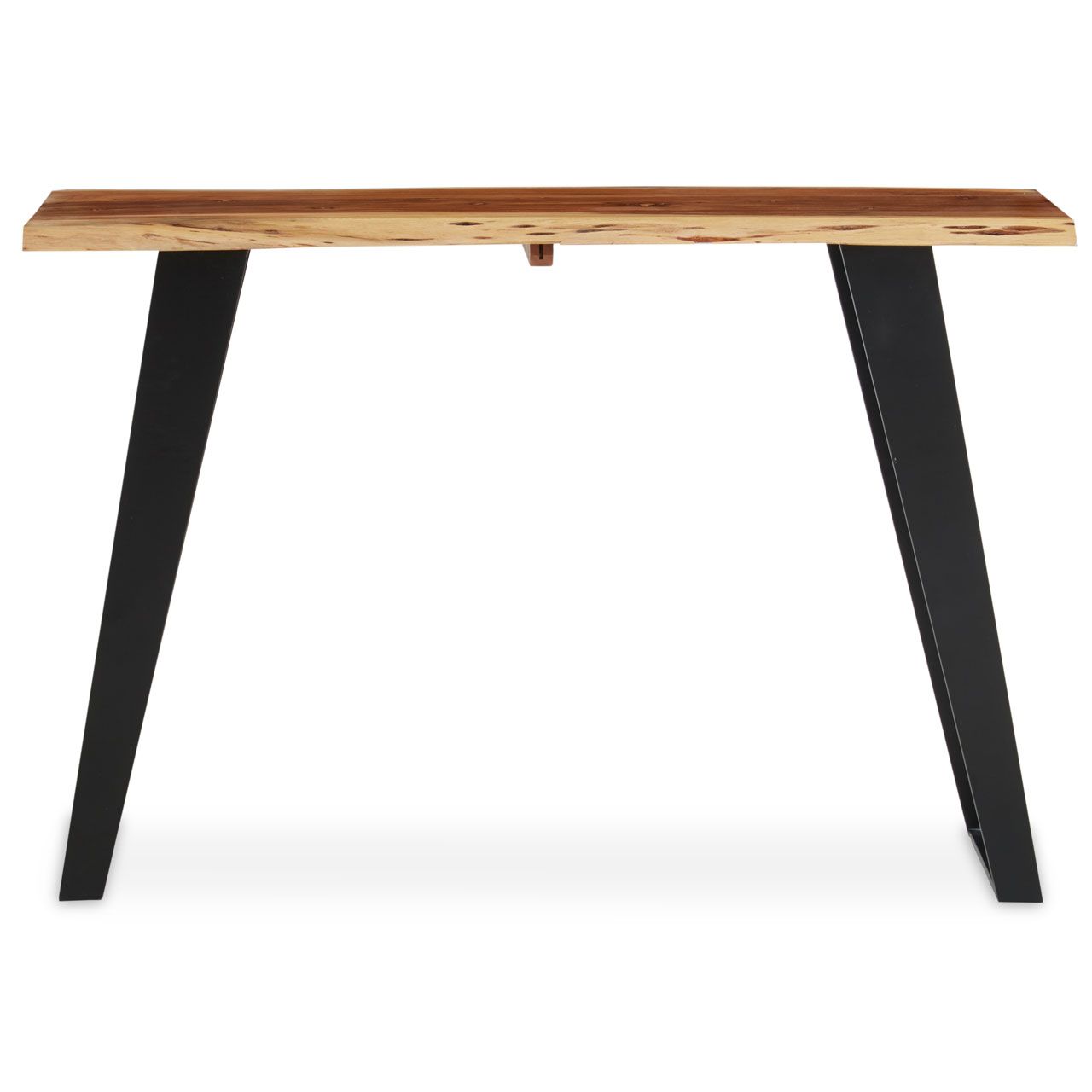 Surax Acacia Wood Console Table With Looped Iron Base