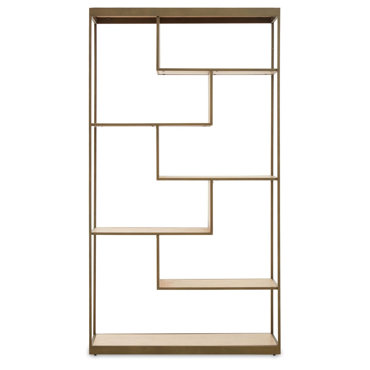 Grenoble Wooden Multi Shelving Unit In Brass Frame