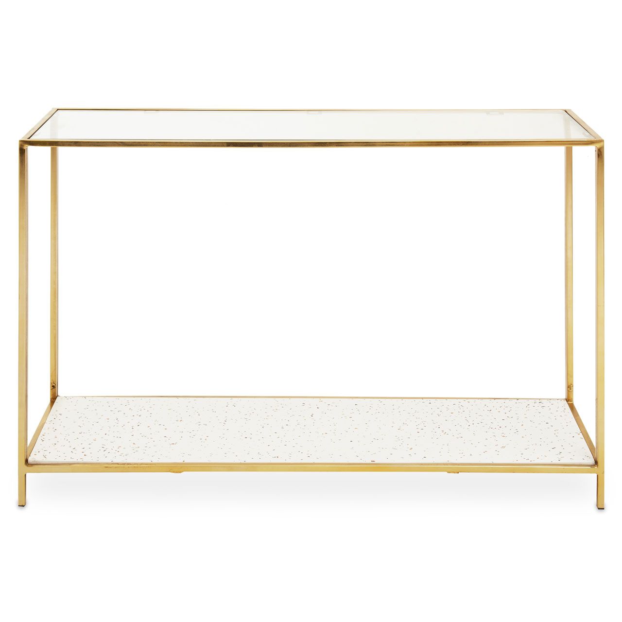 Novi Clear Glass Side Table With Gold Metal Frame