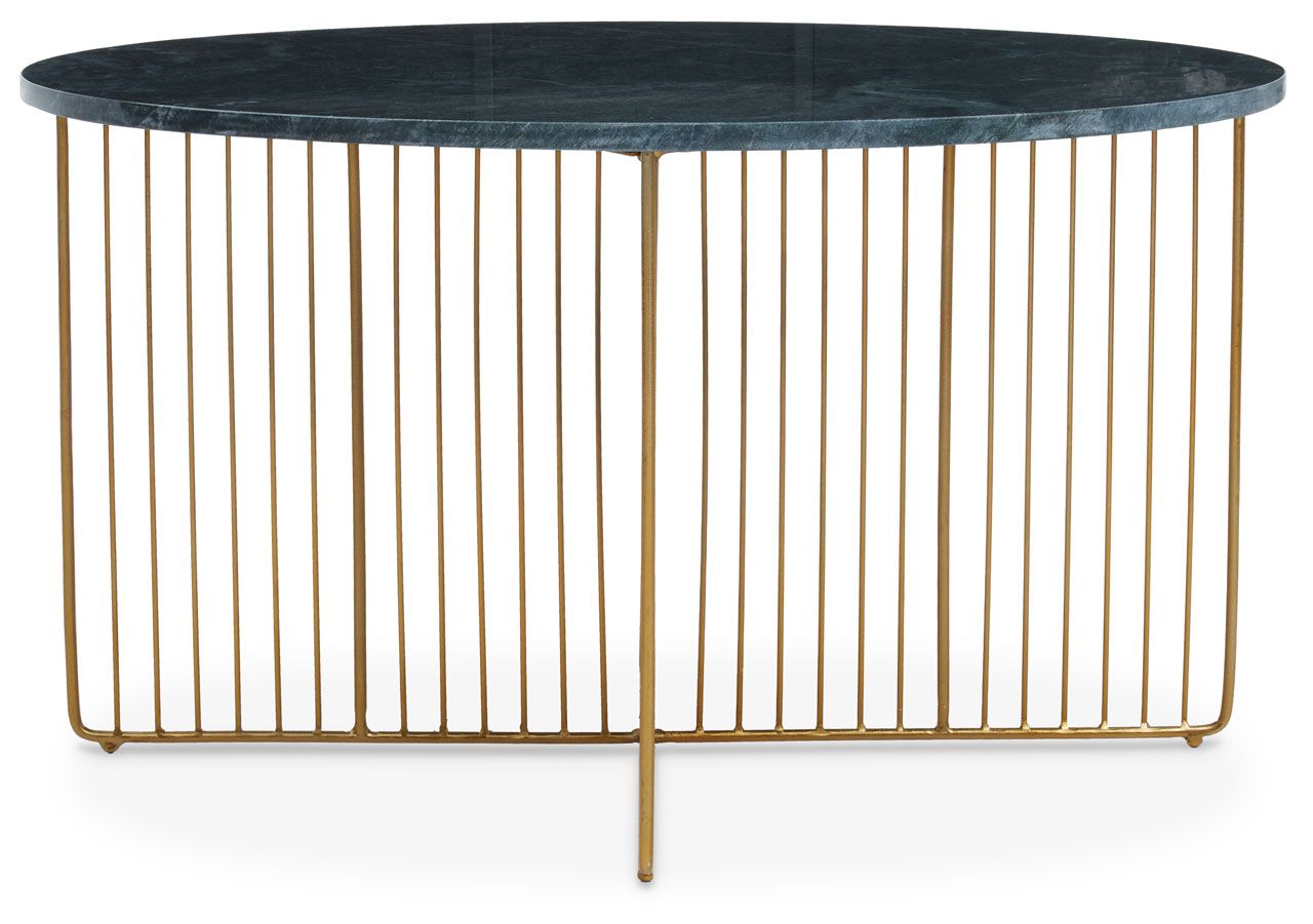 Nirva Green Marble Top Coffee Table With Gold Metal Frame