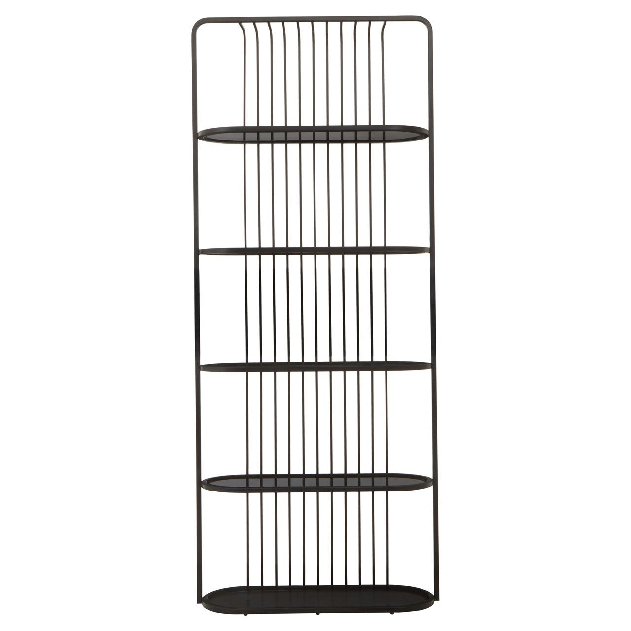 Vogue Stainless Steel 5 Tier Shelving Unit In Black With Glass Shelves