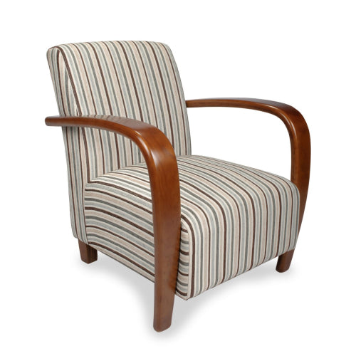 Restmore Stripe Chenille Fabric Armchair In Duck Egg