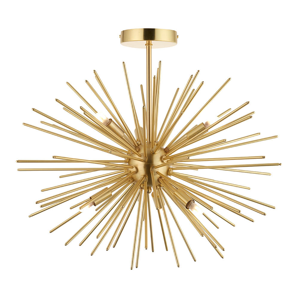 Orta 6 Lights Semi Flush Ceiling Light In Satin Brass
