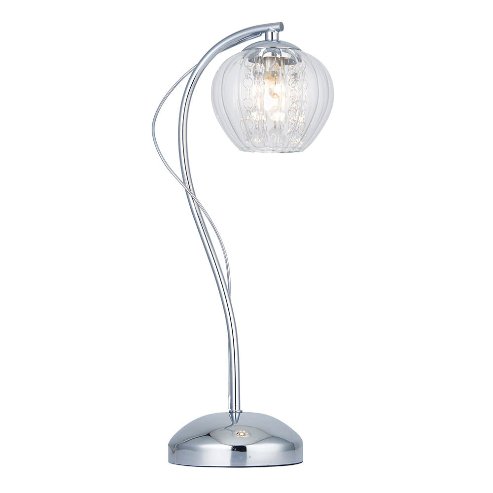 Mesmer Clear Ribbed Glass Shade Table Lamp In Chrome
