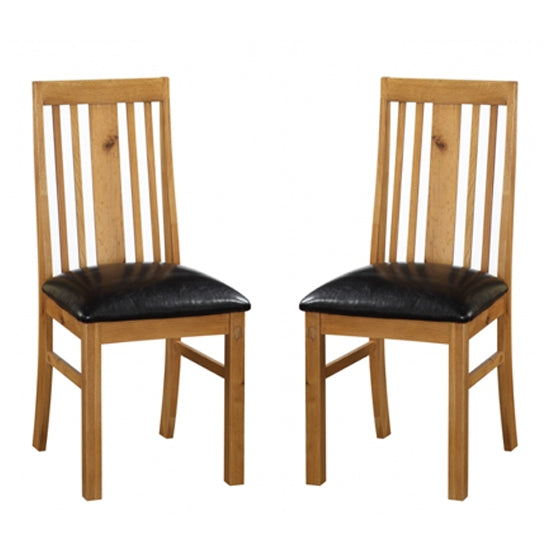 Acorn Light Oak Wooden Dining Chairs In Pair