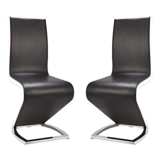 Aldridge Black Dining Chair In Pair With White PU Sides