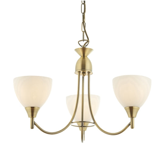 Alton 3 Lights Matt Opal Glass Ceiling Pendant Light In Antique Brass