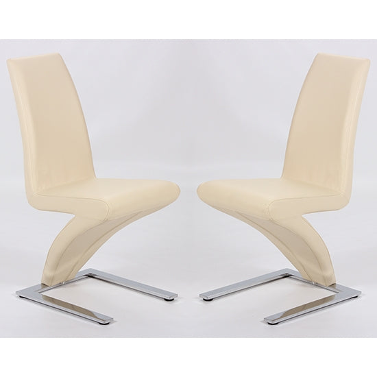 Ankara Cream PU Leather Dining Chair In Pair