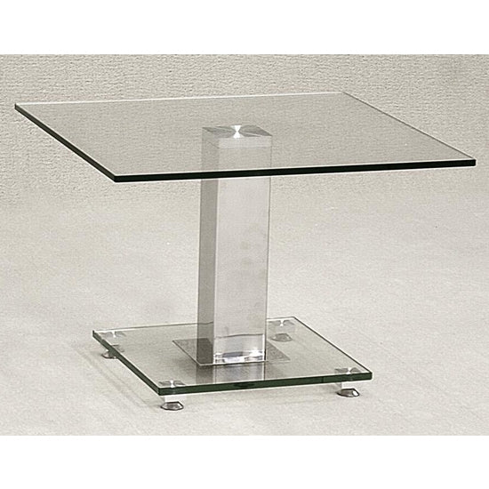 Ankara Glass Lamp Table With Chrome Metal Base