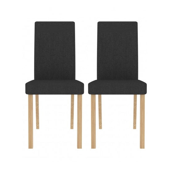 Anna Grey Fabric Dining Chairs In Pair