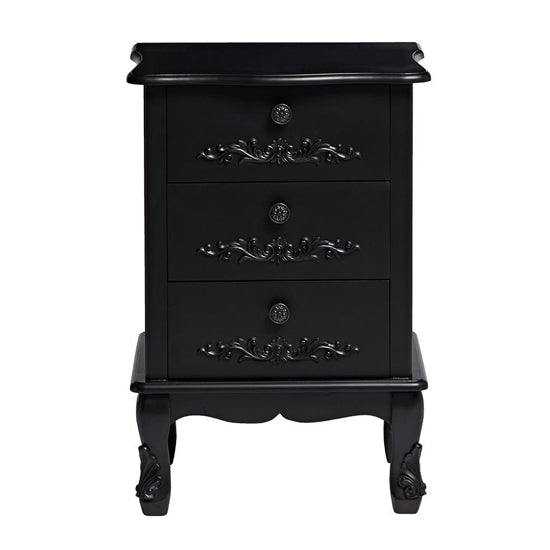 Antoinette Wooden Chest Of Drawers In Black With 3 Drawers