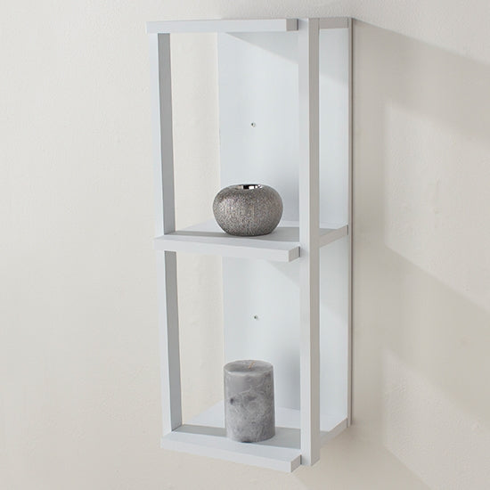 Arran Small Wooden 3 Shelves Narrow Wall Shelf In Matt White