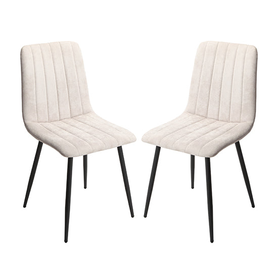 Belfast Straight Stitch Natural Fabric Dining Chairs In Pair