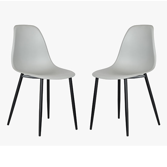 Berlin Curve Light Grey Plastic Seat Dining Chairs In Pair
