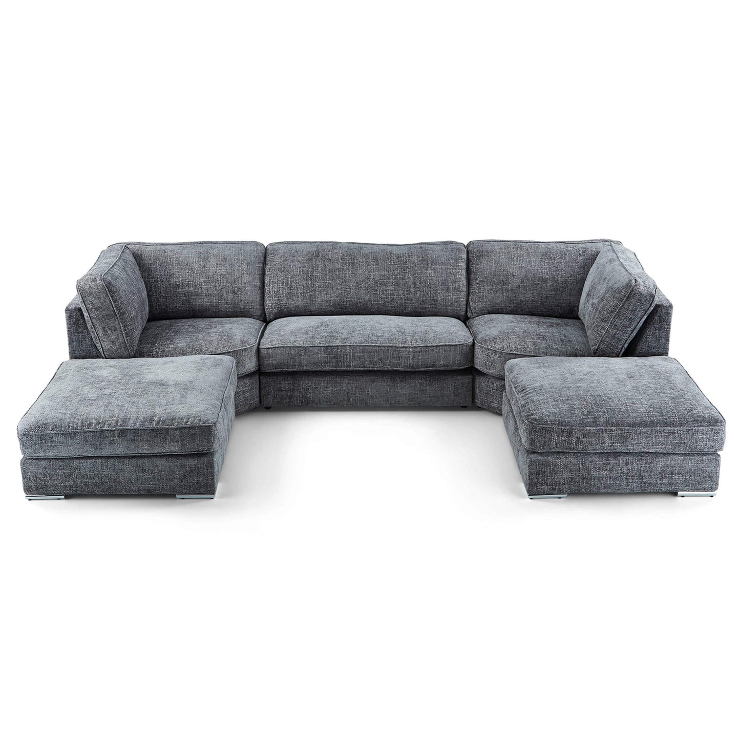 Ashby U Shaped Fabric Sofa In Grey With Chrome Legs