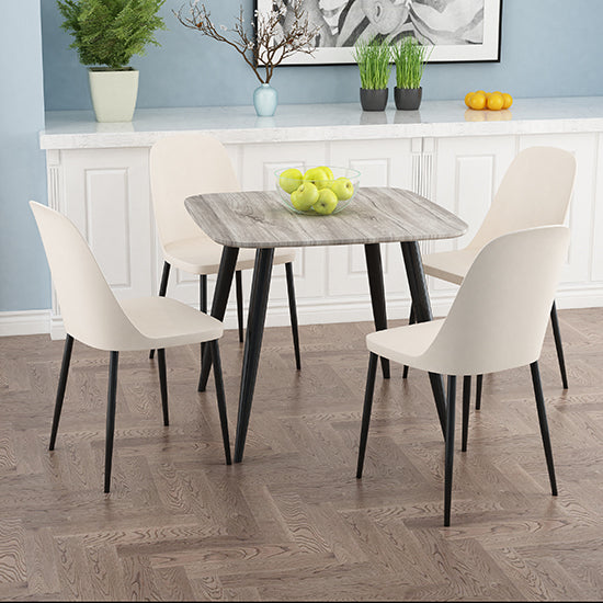 Craven Square Grey Oak Effect Dining Table With 4 Berlin Duo Calico Chairs