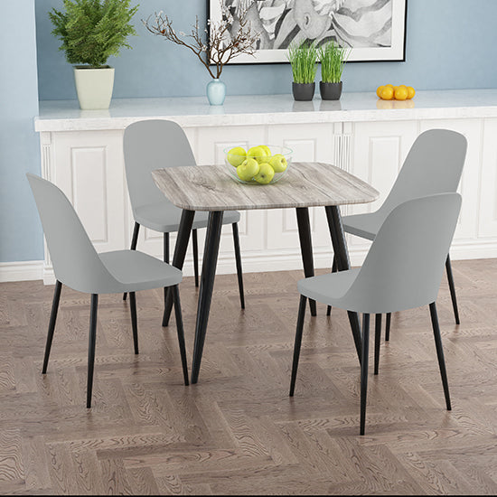 Craven Square Grey Oak Effect Dining Table With 4 Berlin Duo Light Grey Chairs