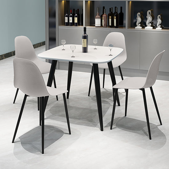 Craven Square White Dining Table With 4 Berlin Curve Calico Chairs