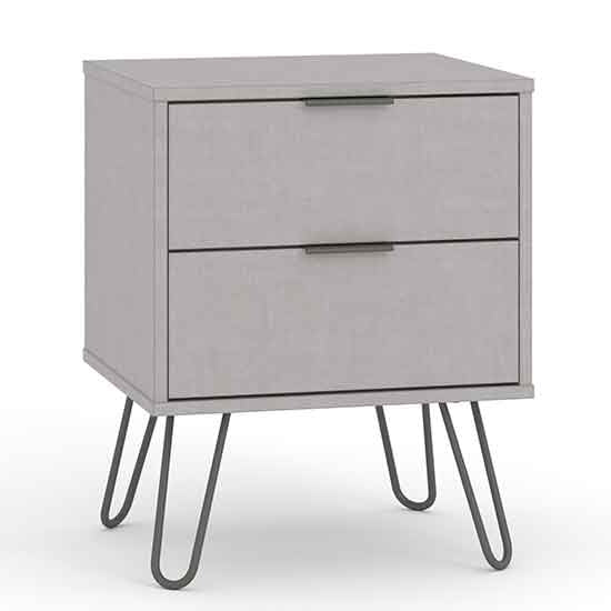 Augusta Wooden 2 Drawers Bedside Cabinet In Grey