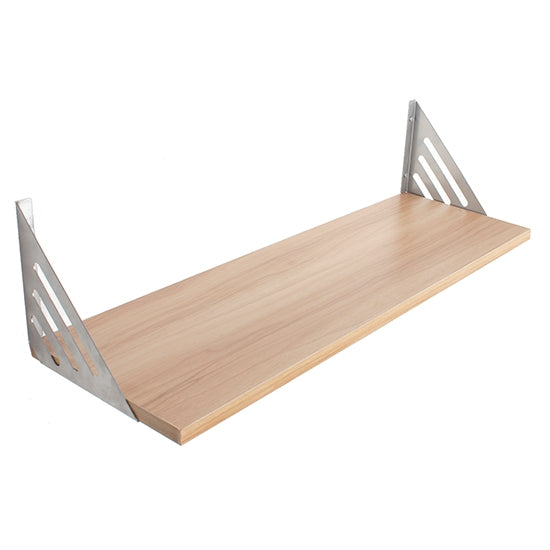Avon Large Wooden Wall Shelf With Metal Support In Oak