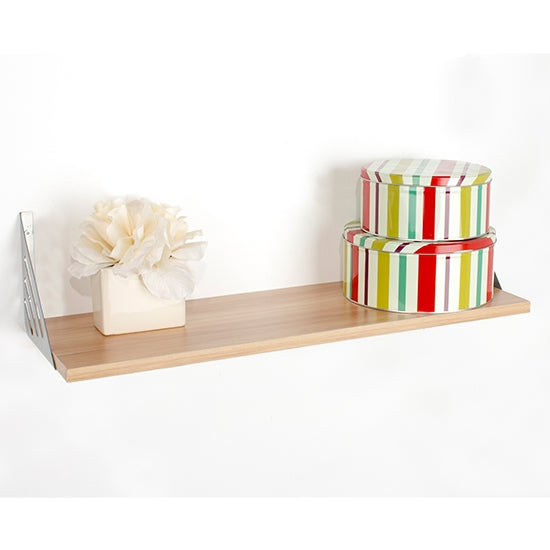 Avon Small Wooden Wall Shelf With Metal Support In Oak