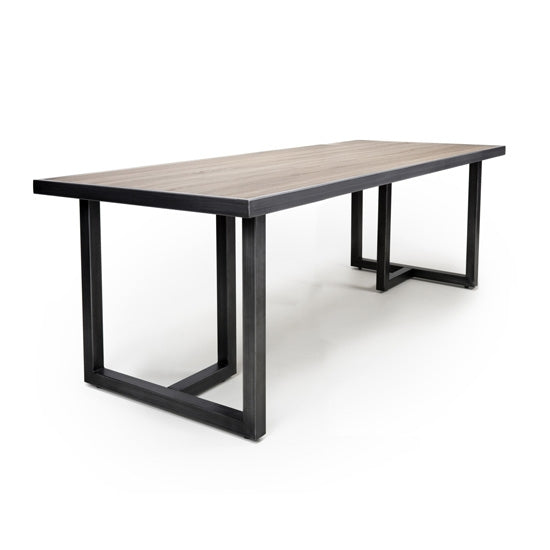 Bergen Large Industrial Wooden Dining Table In Oak