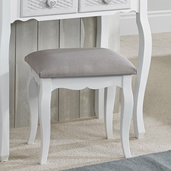 Brittany Dressing Stool In White And Grey