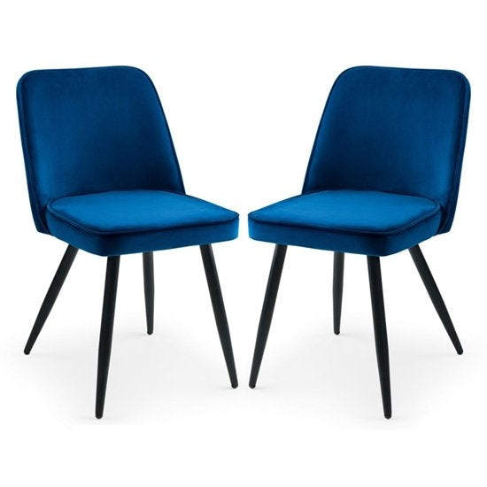 Burgess Blue Velvet Dining Chairs In Pair