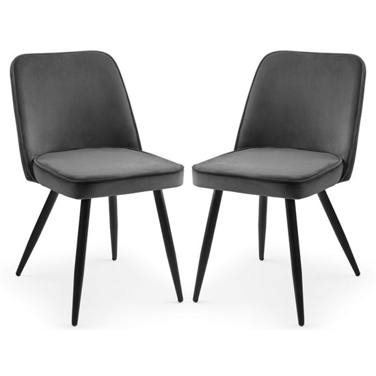 Burgess Grey Velvet Dining Chairs In Pair