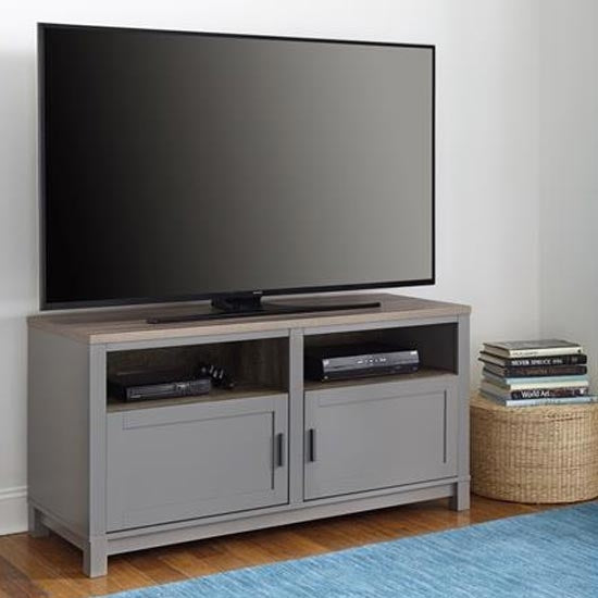 Carver Large Wooden 2 Doors TV Stand In Grey