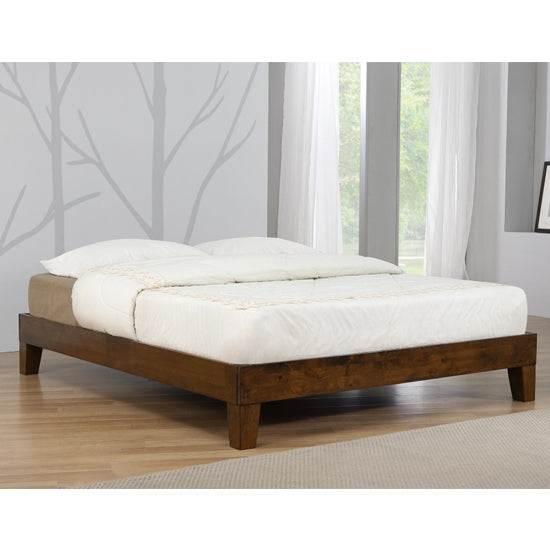 Charlie Wooden Platform King Size Bed In Rustic Oak