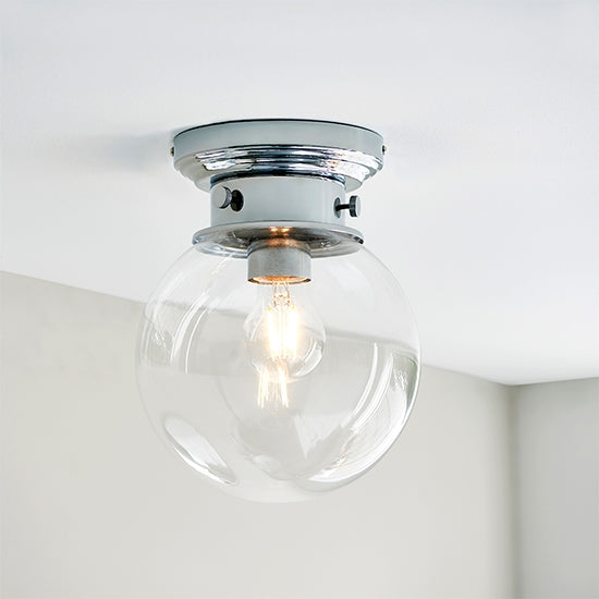 Cheswick Clear Glass Shade Flush Ceiling Light In Chrome