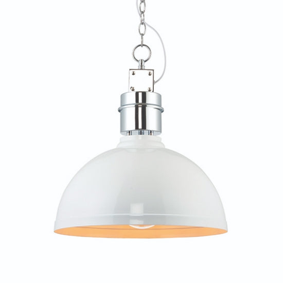 Collingham Gloss White Ceiling Pendant Light In Satin Chrome