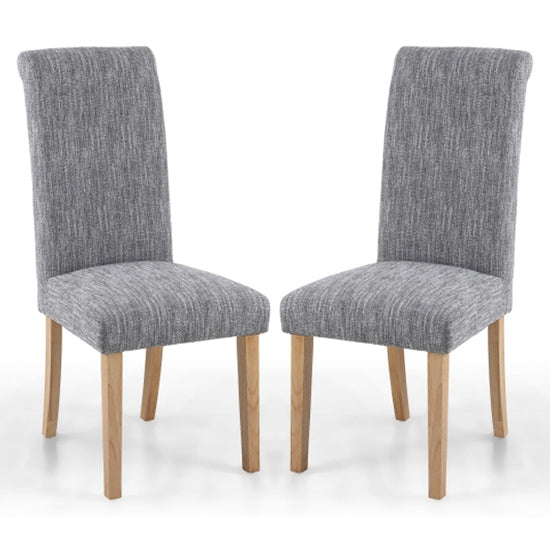 Como Light Grey Linen Effect Dining Chairs With Natural Legs In Pair