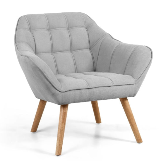 Coral Fabric Studio Accent Chair In Light Grey With Natural Legs