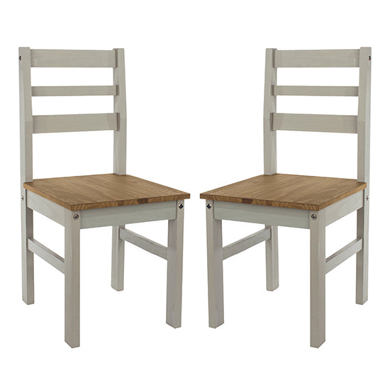 Corona Grey Wooden Linea Ladder Back Dining Chairs In Pair