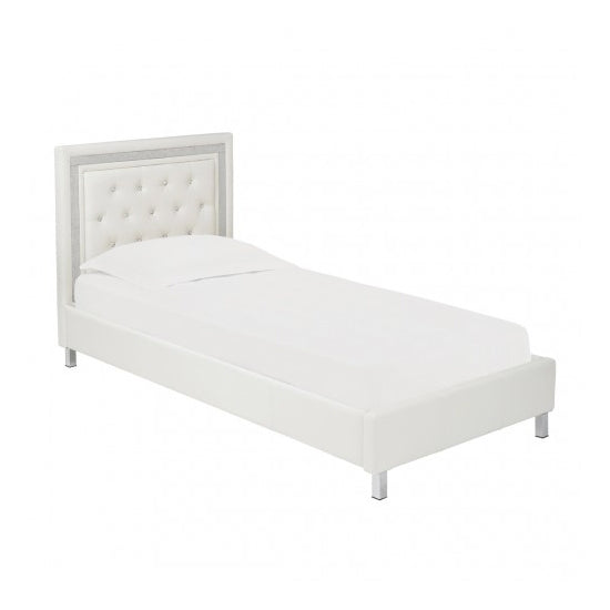 Crystalle Faux Leather Upholstered Single Bed In White