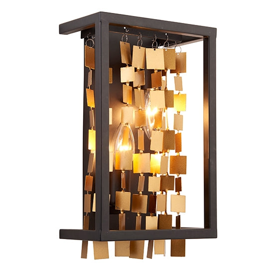 Daya LED 2 Lights Wall Light In Matt Black And Gold
