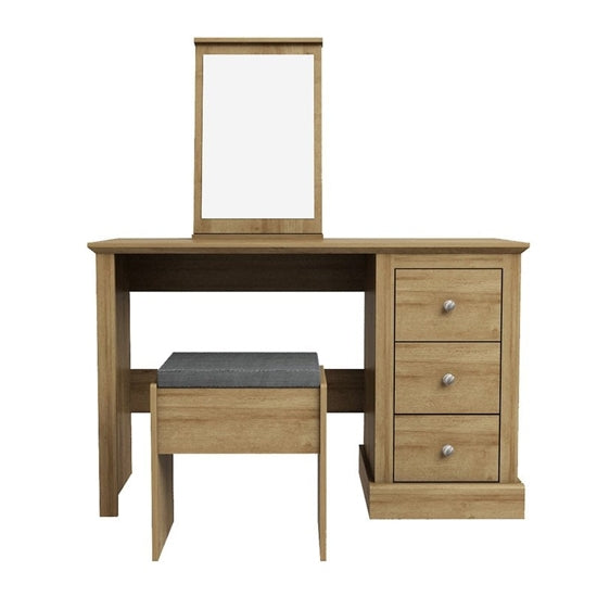 Devon Wooden Dressing Set In Oak With Stool