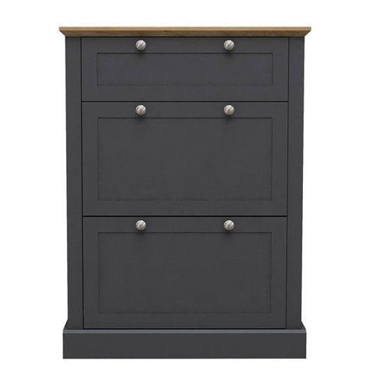 Devon Wooden Shoe Storage Cabinet In Charcoal