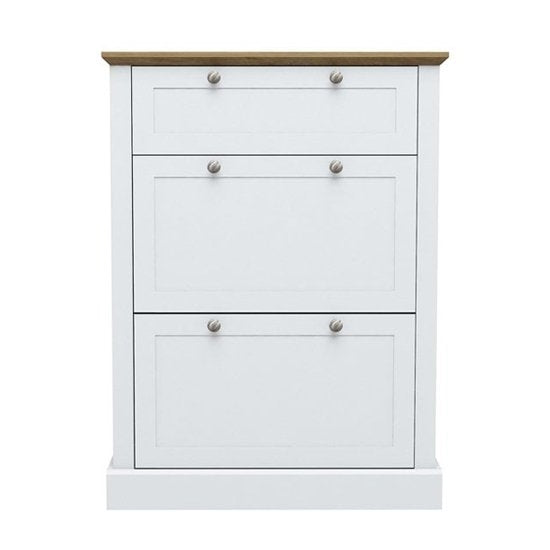 Devon Wooden Shoe Storage Cabinet In White