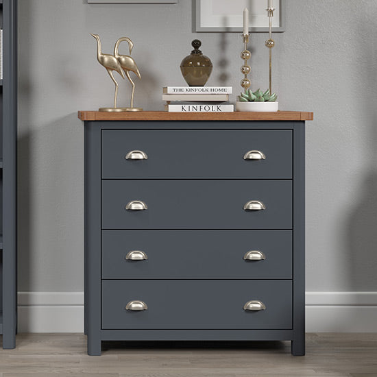 Highland Wooden Chest Of 5 Drawers In Midnight Blue