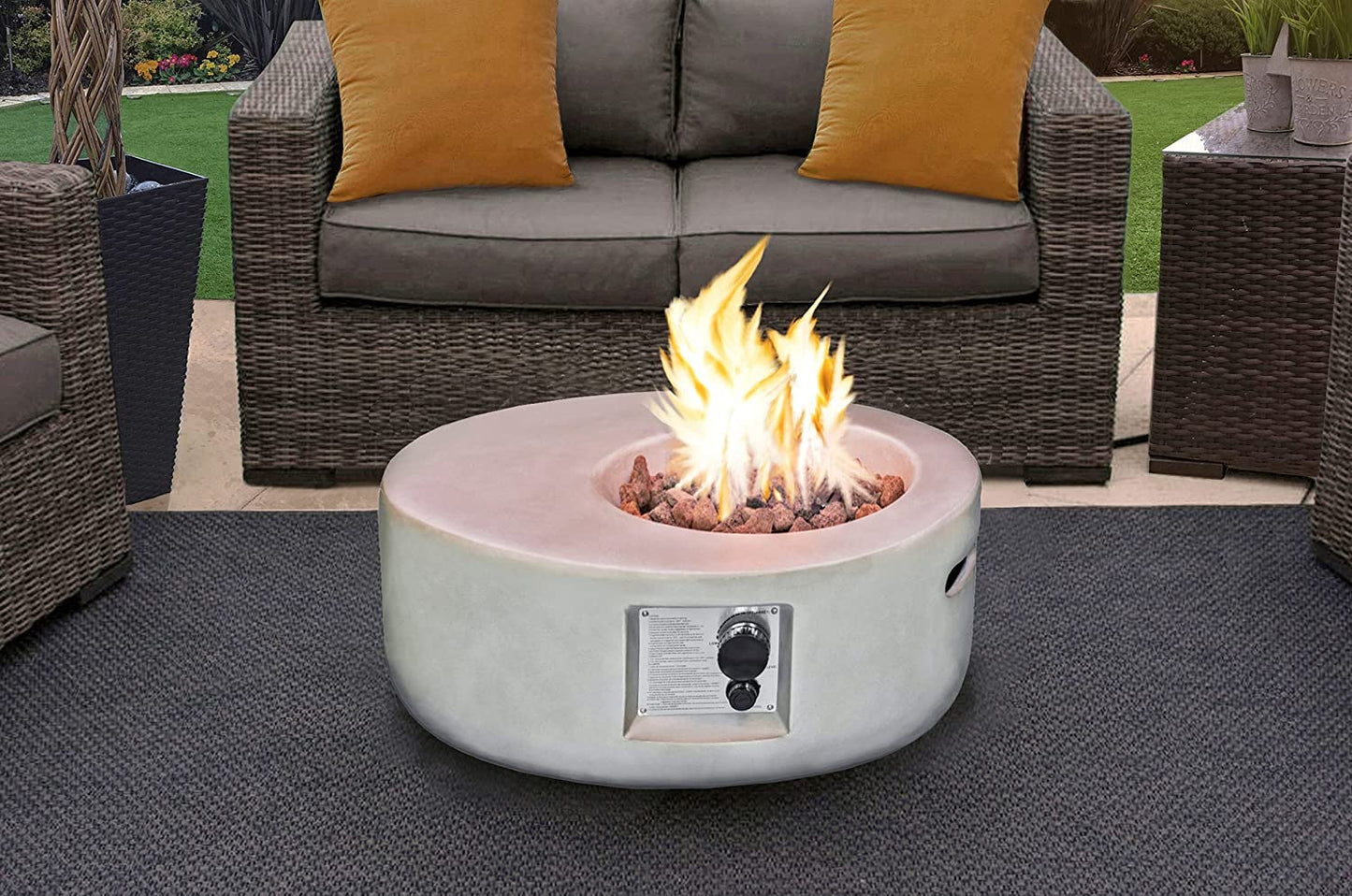 Echo Garden And Patio Gas Fire Pit In Light Grey Eco-Stone