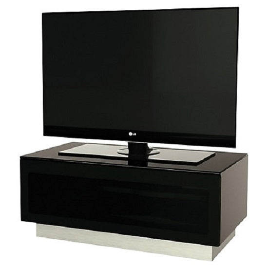 Element Small TV Stand In Black With Glass Door