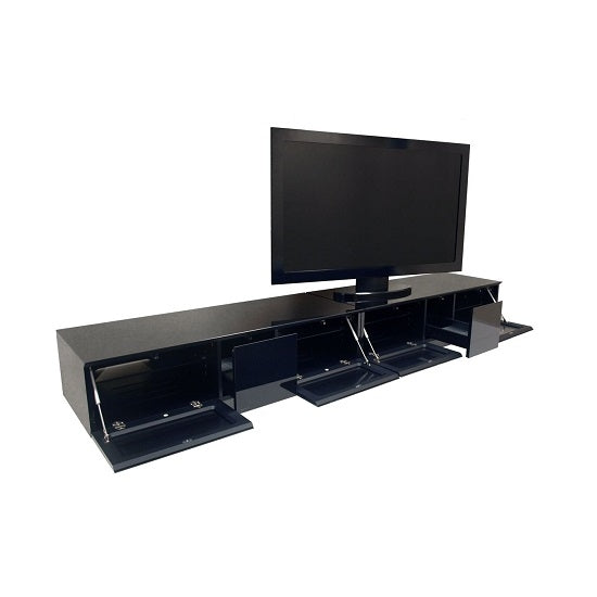 Element TV Stand In Black With 4 Glass Doors