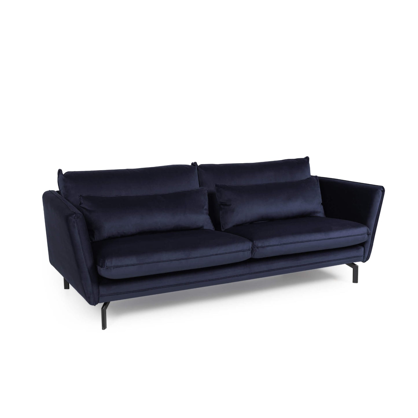 Elford Fabric 3 Seater Sofa In Navy With Black Metal Legs