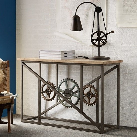 Evoke Wooden Console Table With Wheels In Oak