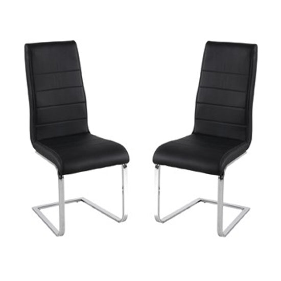 Evolve Black Faux Leather Dining Chairs In Pair