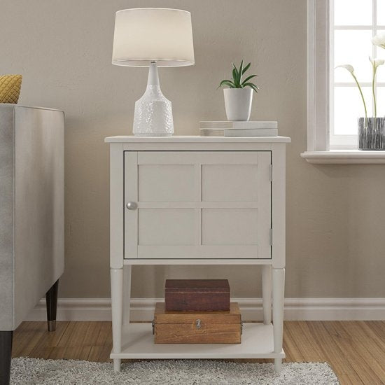 Fairmont Wooden 1 Door Side Table In Off-White