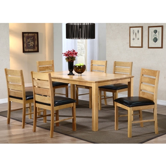 Fairmont Wooden Dining Set In Natural With 6 Chairs